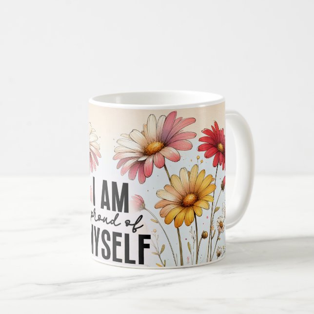 De Café Taza floral con citas positivas (Anverso derecho)