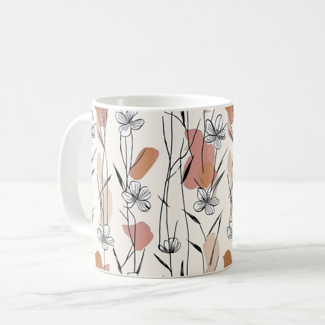 De Café Taza floral con línea vibrante (Anverso izquierdo)