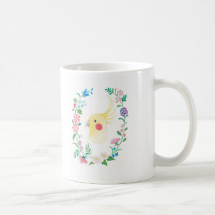 De Café Taza floral del ilustracion del pájaro del mascot