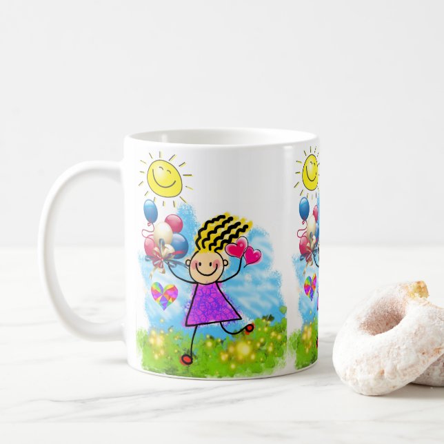De Café Taza Floral Globos del Sol (Con donut)
