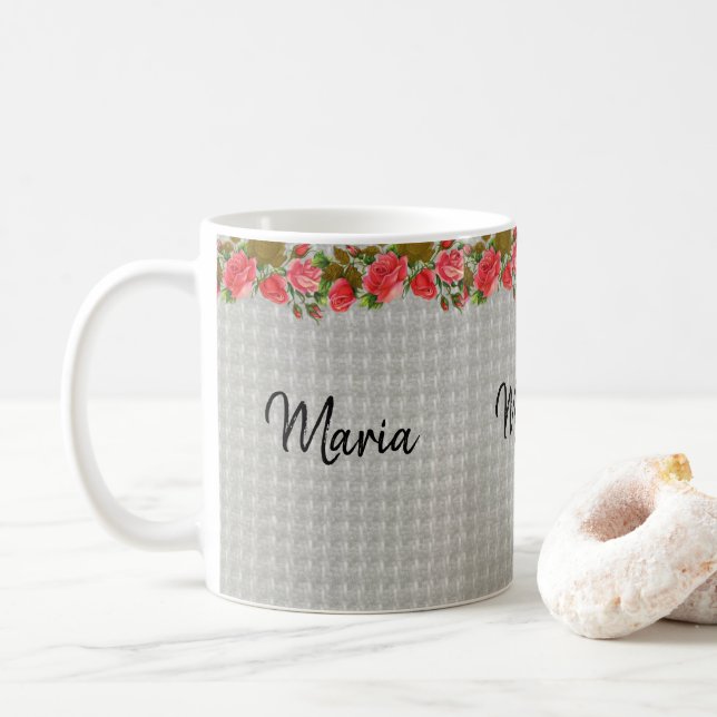 De Café Taza floral gris (Con donut)
