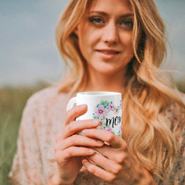 De Café Taza Floral Heart y ramos con texto MOM