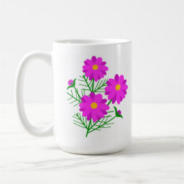 De Café Taza floral Jumbo con flores rosa brillante