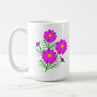 De Café Taza floral Jumbo con flores rosa brillante