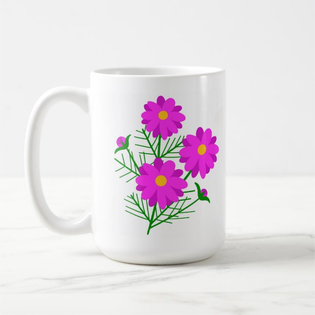 De Café Taza floral Jumbo con flores rosa brillante (Izquierda)