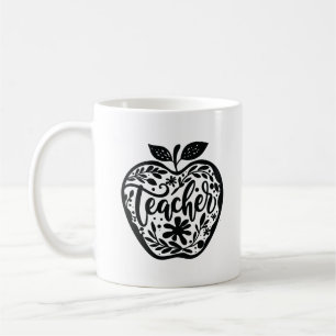 De Café Taza Floral Manzana Agradecimiento Maestro Negro B