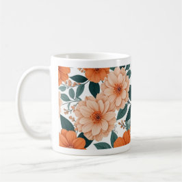 De Café Taza floral naranja