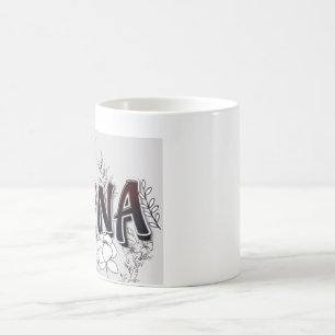 De Café Taza floral Rana con nombre personalizado Monogr