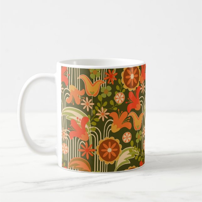 De Café Taza floral retro (Izquierda)