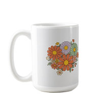 Taza floral retro – margaritas y flores silvestres
