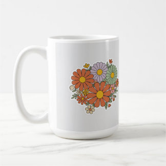 De Café Taza floral retro – margaritas y flores silvestres