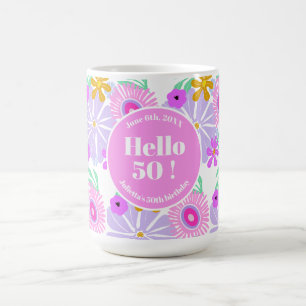 De Café Taza floral romántica clásica bonita cumpleaños 50