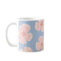 Taza floral rosa claro con fondo azul