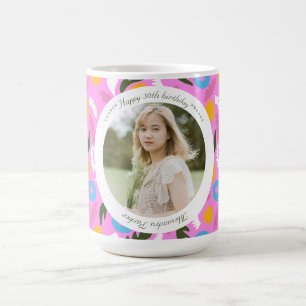 De Café Taza floral rosa nombre 30 cumpleaños linda románt