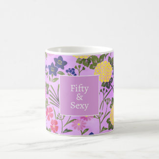 De Café Taza floral rosa romántico elegante cumpleaños 50