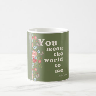 De Café Taza floral verde oliva – Regalo romántico con ros