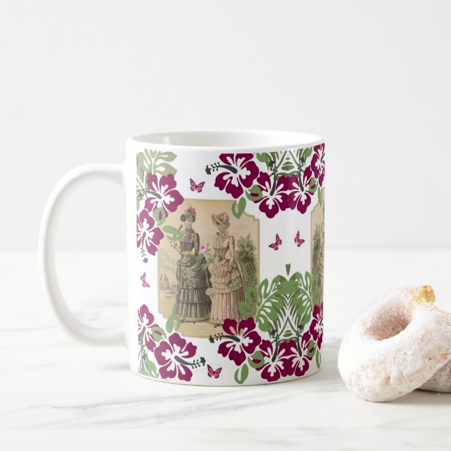 De Café Taza floral victoriana (Con donut)