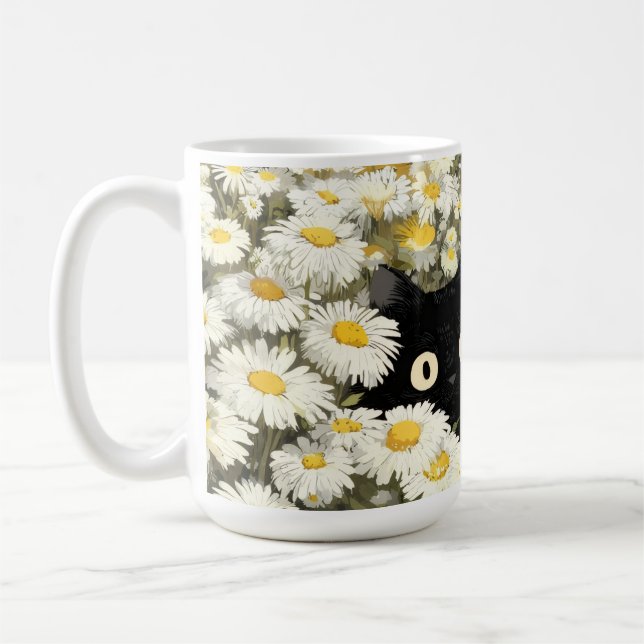 De Café Taza Gato Negro Floral (Izquierda)