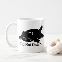 Taza Gato Negro Perezoso No Molestar Gato Lindo