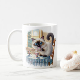 De Café Taza Gato Siamés y Hora del Té
