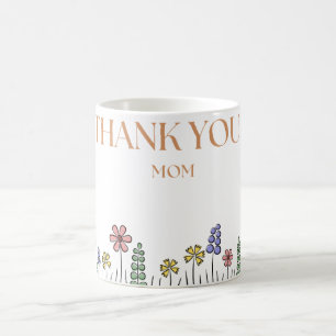 De Café Taza "Gracias" – Jardín Floral Dibujado a Mano Apr