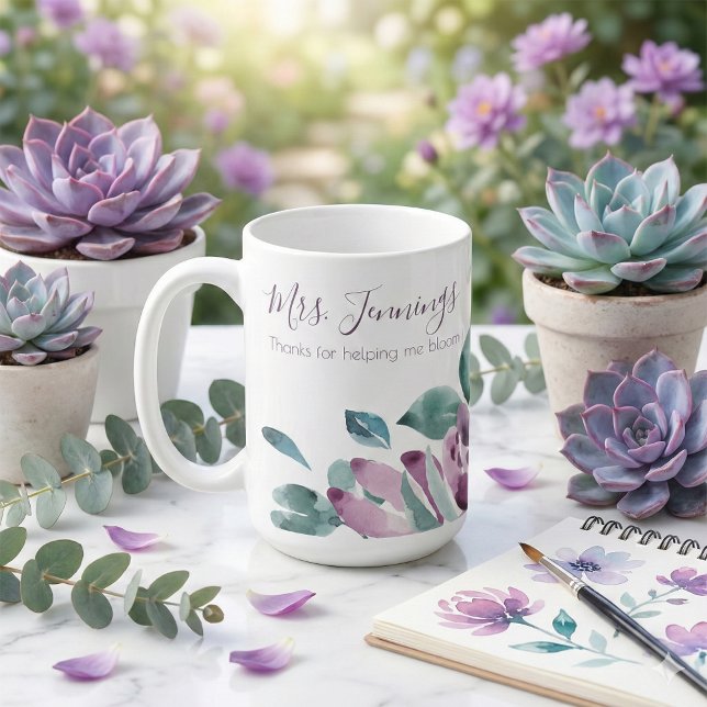 De Café Taza Gracias Por Ayudarme A Florecer (Thank a special teacher with this beautiful floral, "Thanks for helping me bloom" mug! )