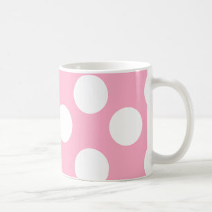 De Café Taza grande del rosa y blanca del lunar