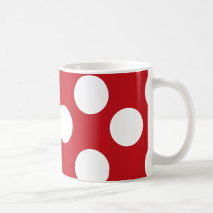 De Café Taza grande roja y blanca del lunar