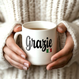 De Café Taza Grazie (Gracias) Bandera Italiana