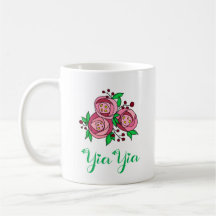 Taza Griega YiaYia con Rosas