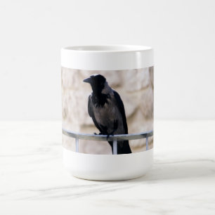 De Café Taza gris del cuervo