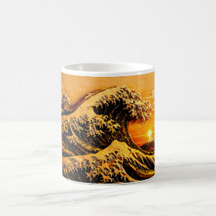 De Café Taza Hokusai "Gran Ola" Atardecer 11oz Arte Japo