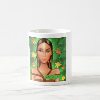 De Café Taza ilustrada mujer tropical