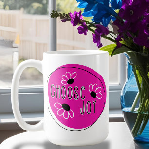 De Café Taza inspiradora moderna rosa y negra 'Elige la Al