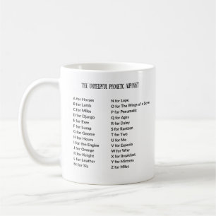 De Café Taza inútil del alfabeto fonético