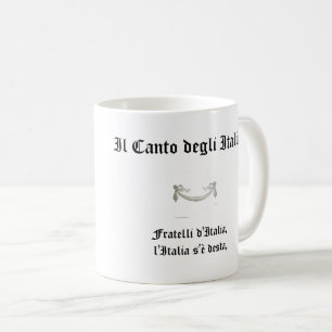 De Café Taza italiana con bandera y comienzo del himno
