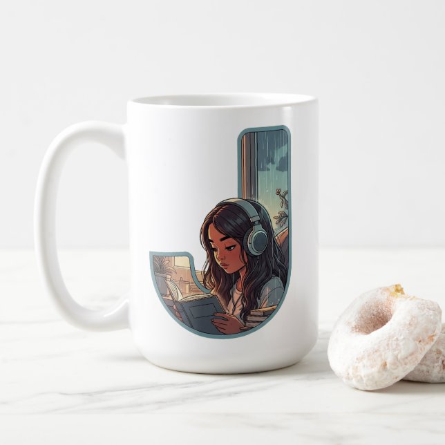 De Café Taza J Pastel con Lo-Fi Girl (Con donut)