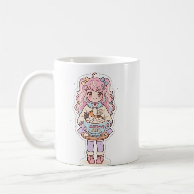 De Café Taza Kawaii Neko Cafe Anime Chibi (Izquierda)