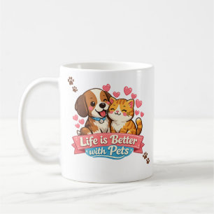 De Café Taza La Vida es Mejor con Mascotas