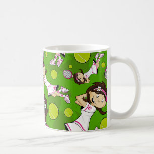 De Café Taza linda del chica del tenis