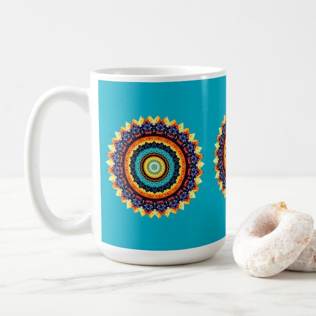 De Café Taza Mandala del Sol Floral (Con donut)