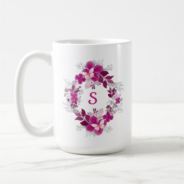 De Café Taza Mariposa Floral Rosa (Izquierda)