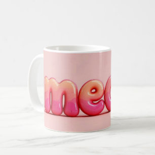 De Café Taza Meow Gato Rosa.