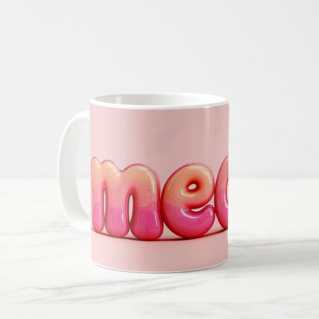 De Café Taza Meow Gato Rosa. (Anverso izquierdo)