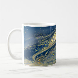 De Café Taza metálica azul y dorada
