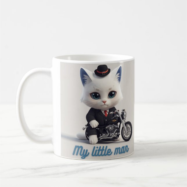 De Café Taza Mi Pequeño Hombre - Gato Kawaii Lindo en Moto (Izquierda)
