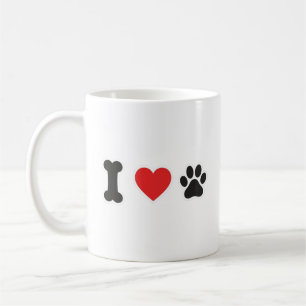 De Café Taza Minimalista Hueso Corazón Pata Amo A Mi Perro