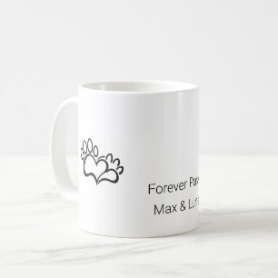 De Café Taza Minimalista Perro Gato Huella Corazón Nombre
