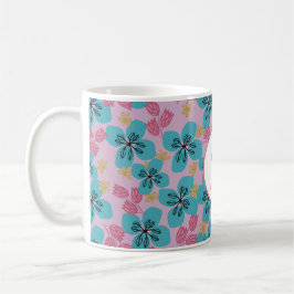 De Café Taza moderna elegante floral rosa azul cumpleaños