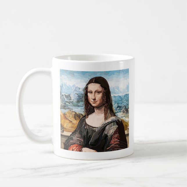 De Café Taza Mona Lisa acuarela (Izquierda)